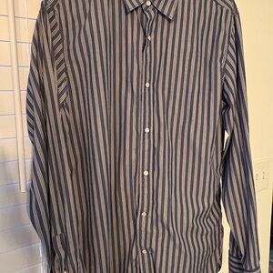 Men's Blue Striped Pearl Snap Shirt - Banana Republic